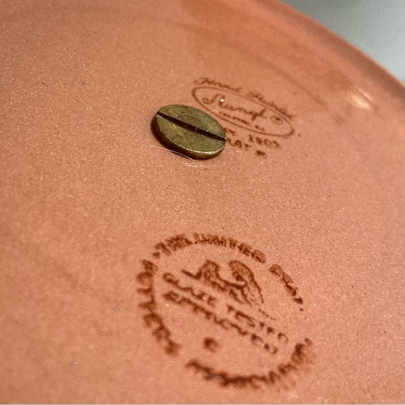 Vintage MCM Stangl Pottery yellow trim fruits two tiered handled serving dish - Picture 9 of 12